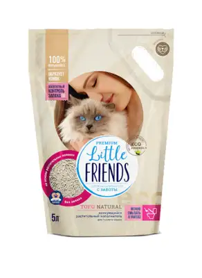 Купить little friends наполнитель для кошек комкующийся растительный