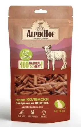 Купить alpenhof лакомство для кошек мини колбаски баварские из ягненка