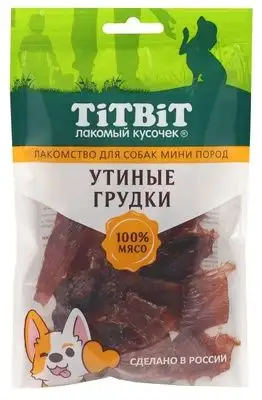 Купить titbit лакомство для собак мини пород утиные грудки 