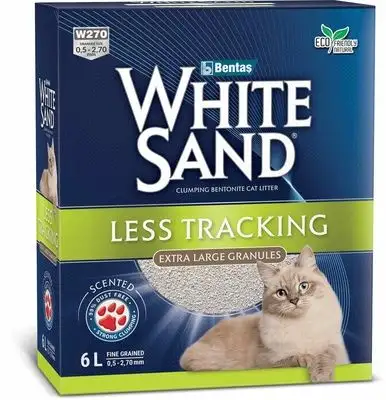 Купить white sand комкующийся наполнитель для кошек "Не оставляющий следов" с крупными гранулами, коробка