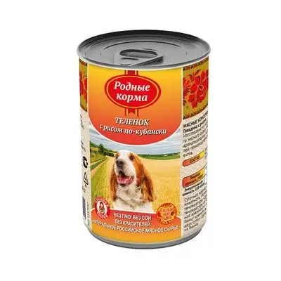 Купить Родные корма консервы для собак, теленок с рисом по-кубански
