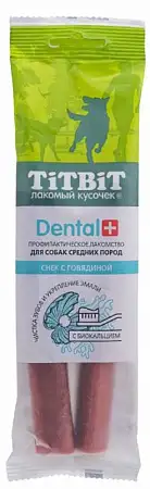 Купить titbit dental+ профилактическое лакомство для средних собак снек со вкусом говядины 