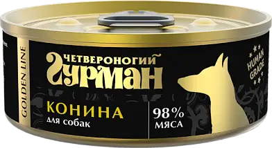 Четвероногий Гурман Golden line консервы для собак натуральная конина в желе