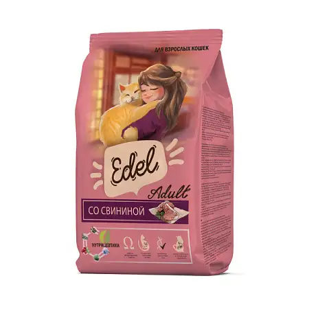 Купить edel adult pork сухой корм для взрослых кошек, со свининой