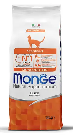 Купить monge cat speciality line monoprotein sterilised Сухой корм для стерилизованных кошек из утки