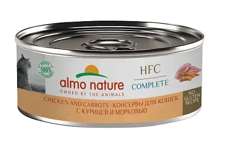Купить almo nature hfc, complete, chicken and carrots Консервы для кошек и котят с курицей и морковью в бульоне 