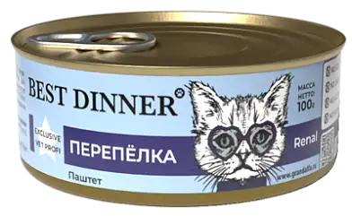Best Dinner Exclusive Vet Profi Renal консервы для взрослых кошек с заболеванием почек с перепелкой