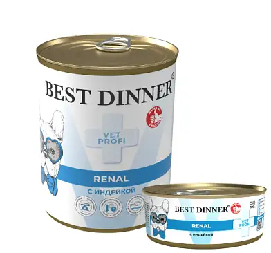  Best Dinner Vet Profi Renal консервы для собак с заболеваниями почек с индейкой